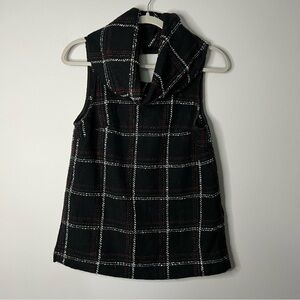 Women’s BCBGeneration black plaid cowl neck sleeveless sweater top size small S